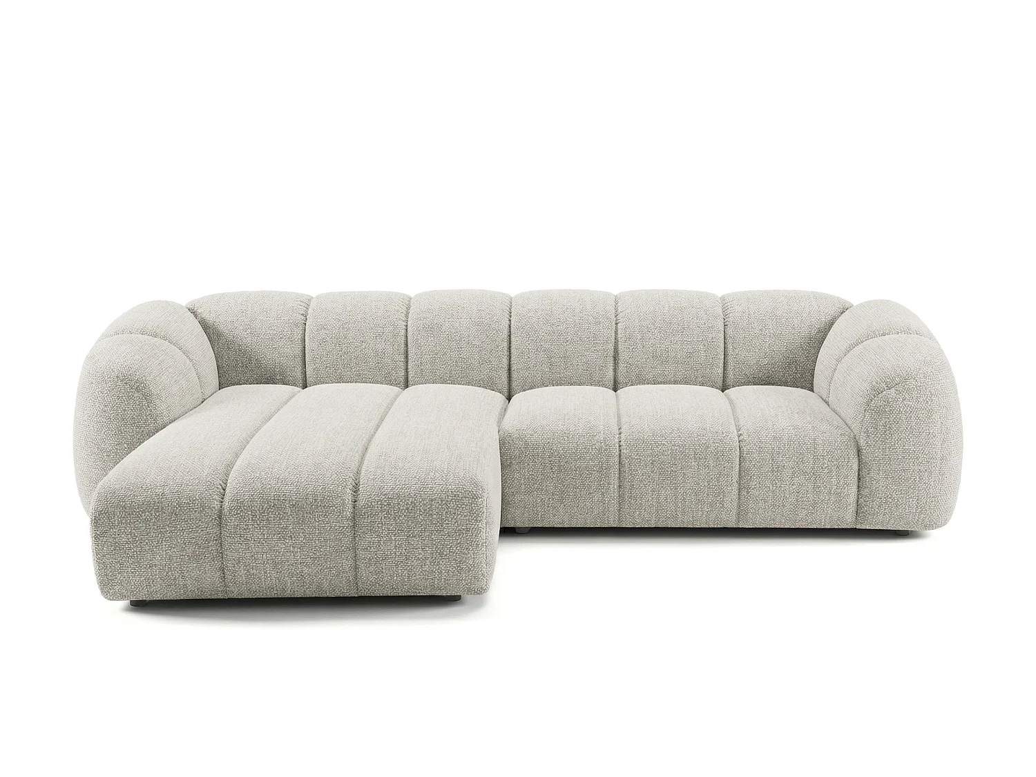 Canapé d'angle gauche tissu bouclé beige 280 cm - Mali Design