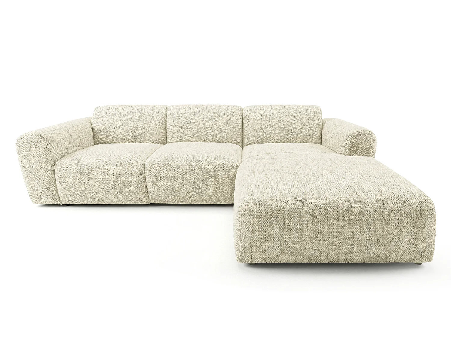 Canapé d'angle droit en tissu bouclé blanc cassé 310 cm - GIN