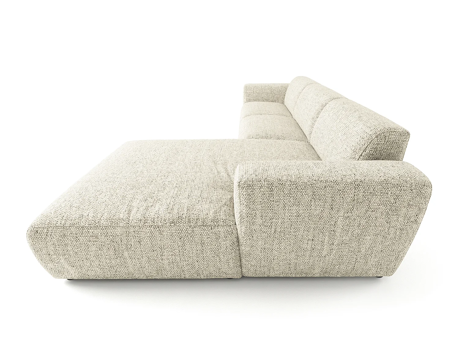 Canapé d'angle droit en tissu bouclé blanc cassé 310 cm - GIN
