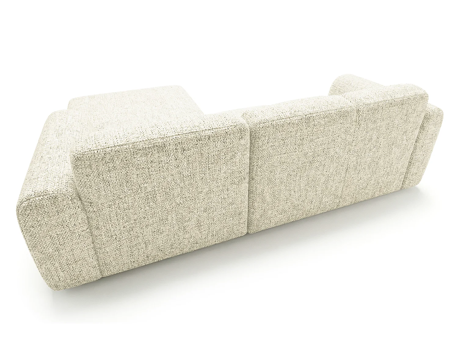 Canapé d'angle droit en tissu bouclé blanc cassé 310 cm - GIN