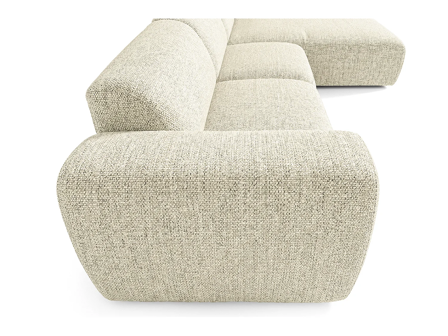 Canapé d'angle droit en tissu bouclé blanc cassé 310 cm - GIN