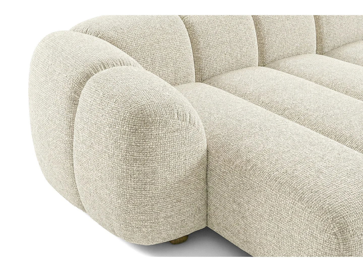 Canapé d'angle gauche tissu bouclé blanc cassé 280 cm - Mali Design
