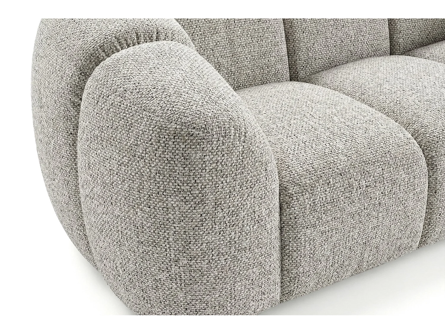 Canapé 2 places capitonné en tissu bouclé gris clair 200 cm - MALI 2S