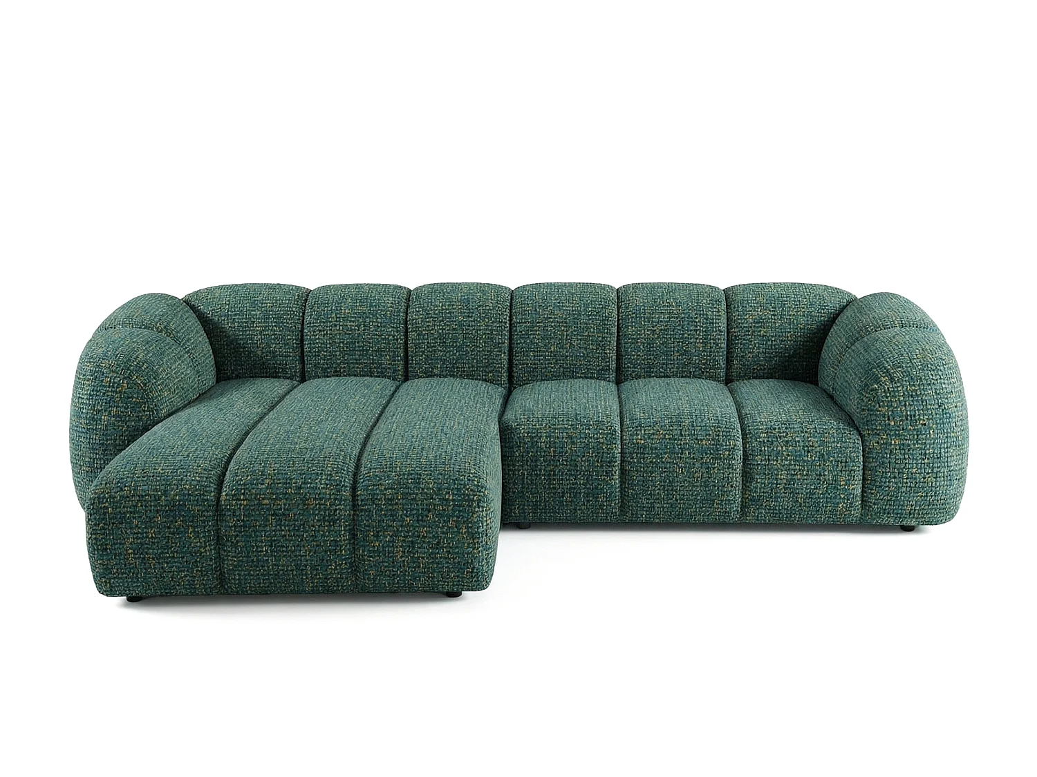 Canapé d'angle gauche tissu bouclé vert 280 cm - Mali Design