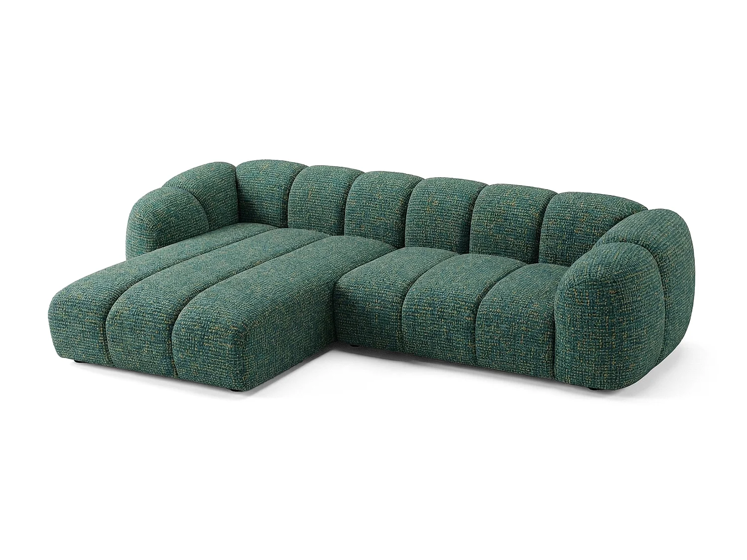 Canapé d'angle gauche tissu bouclé vert 280 cm - Mali Design