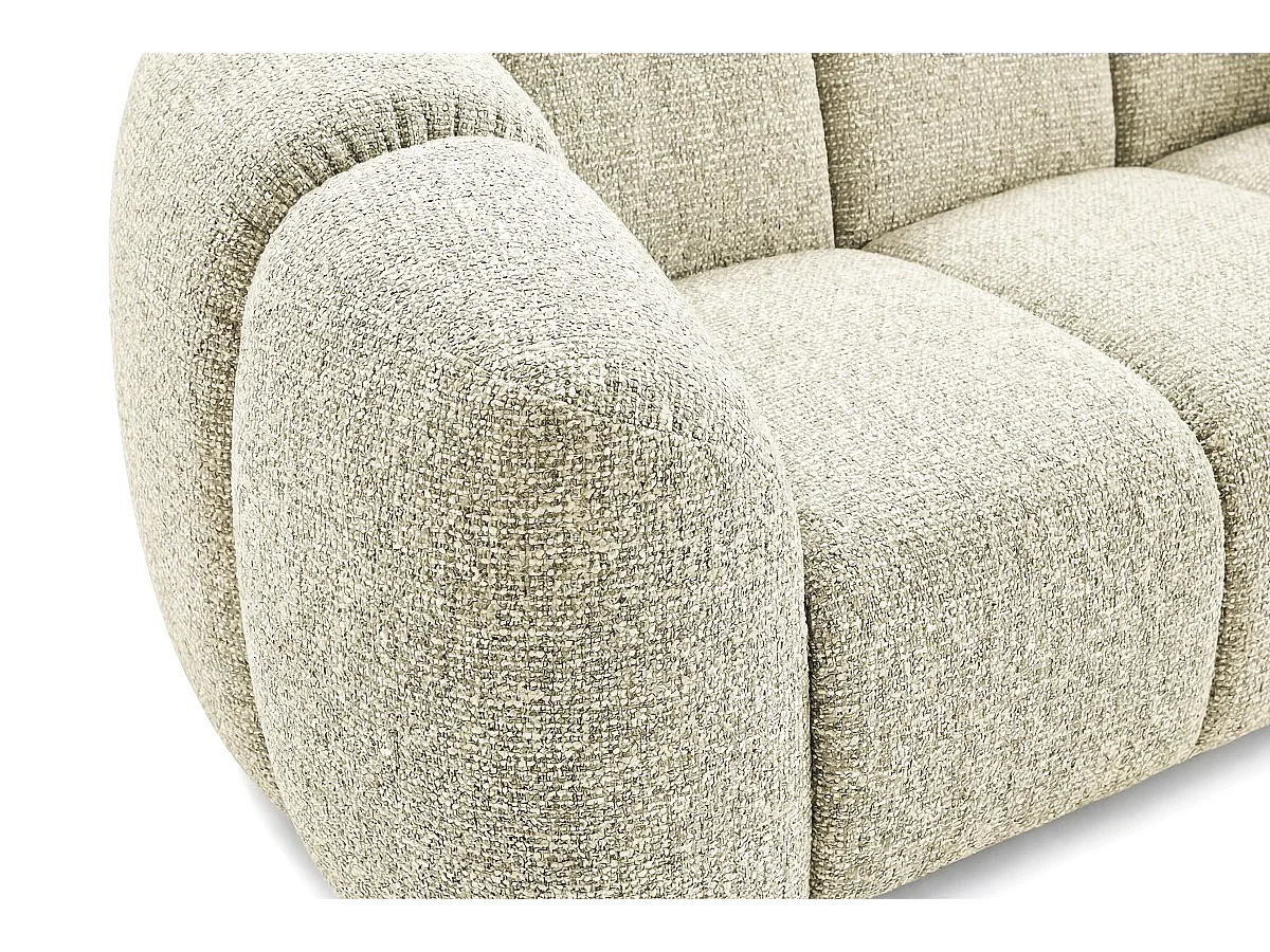 Canapé 2 places capitonné en tissu bouclé blanc cassé 200 cm - MALI 2S