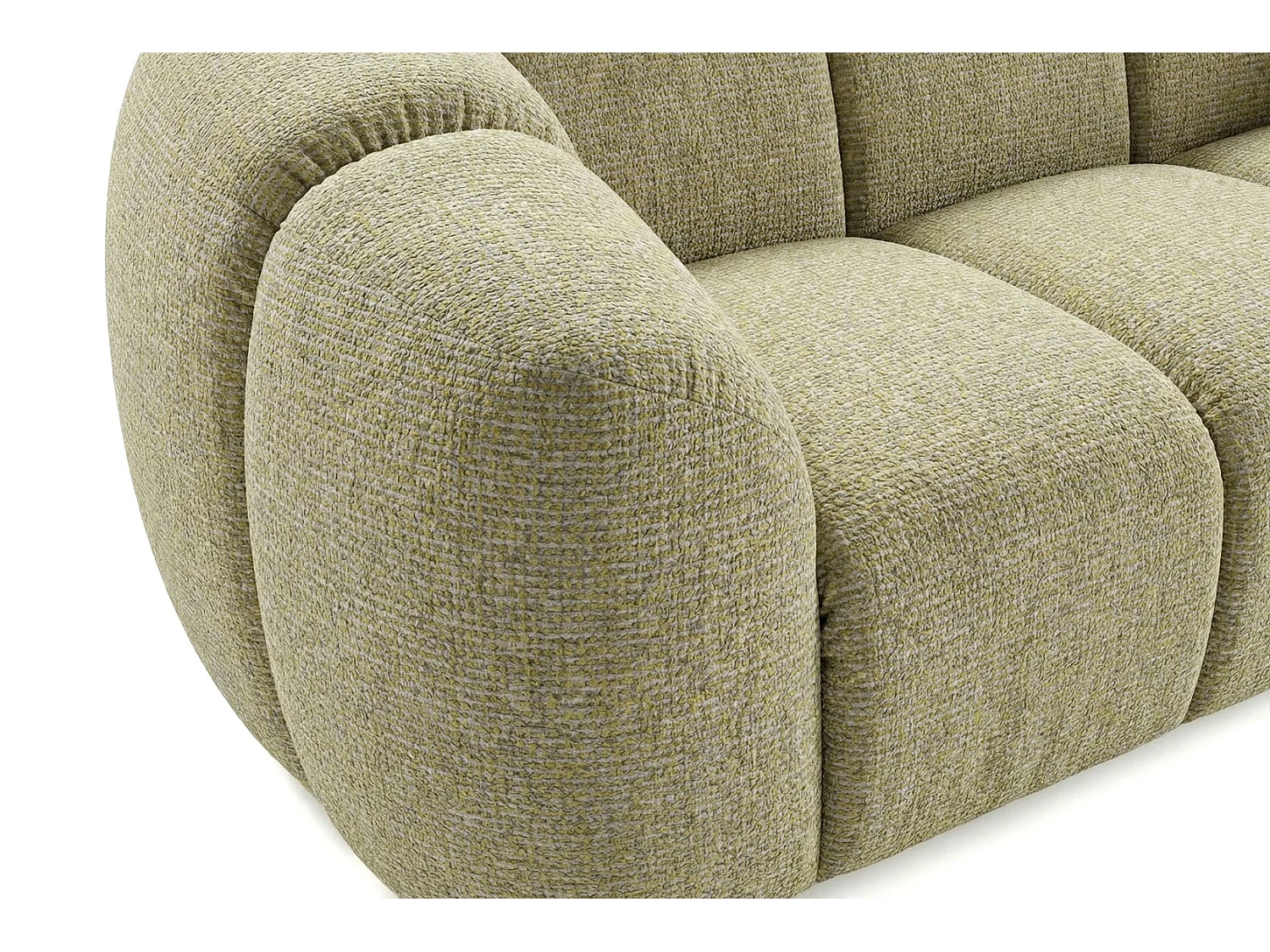 Canapé 2 places capitonné en tissu bouclé jaune moutarde 200 cm - MALI 2S
