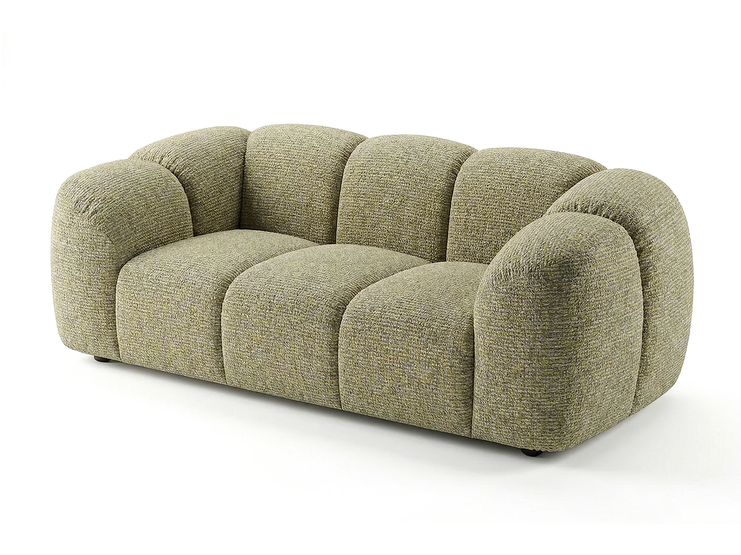 Canapé 2 places capitonné en tissu bouclé jaune moutarde 200 cm - MALI 2S