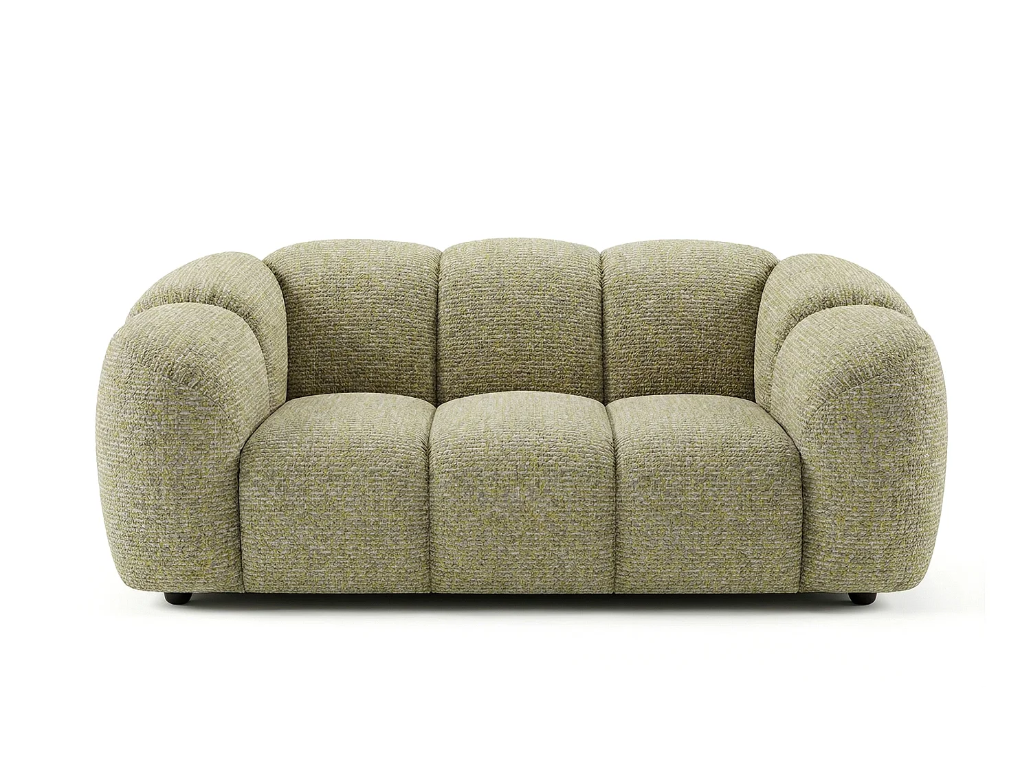 Canapé 2 places capitonné en tissu bouclé jaune moutarde 200 cm - MALI 2S