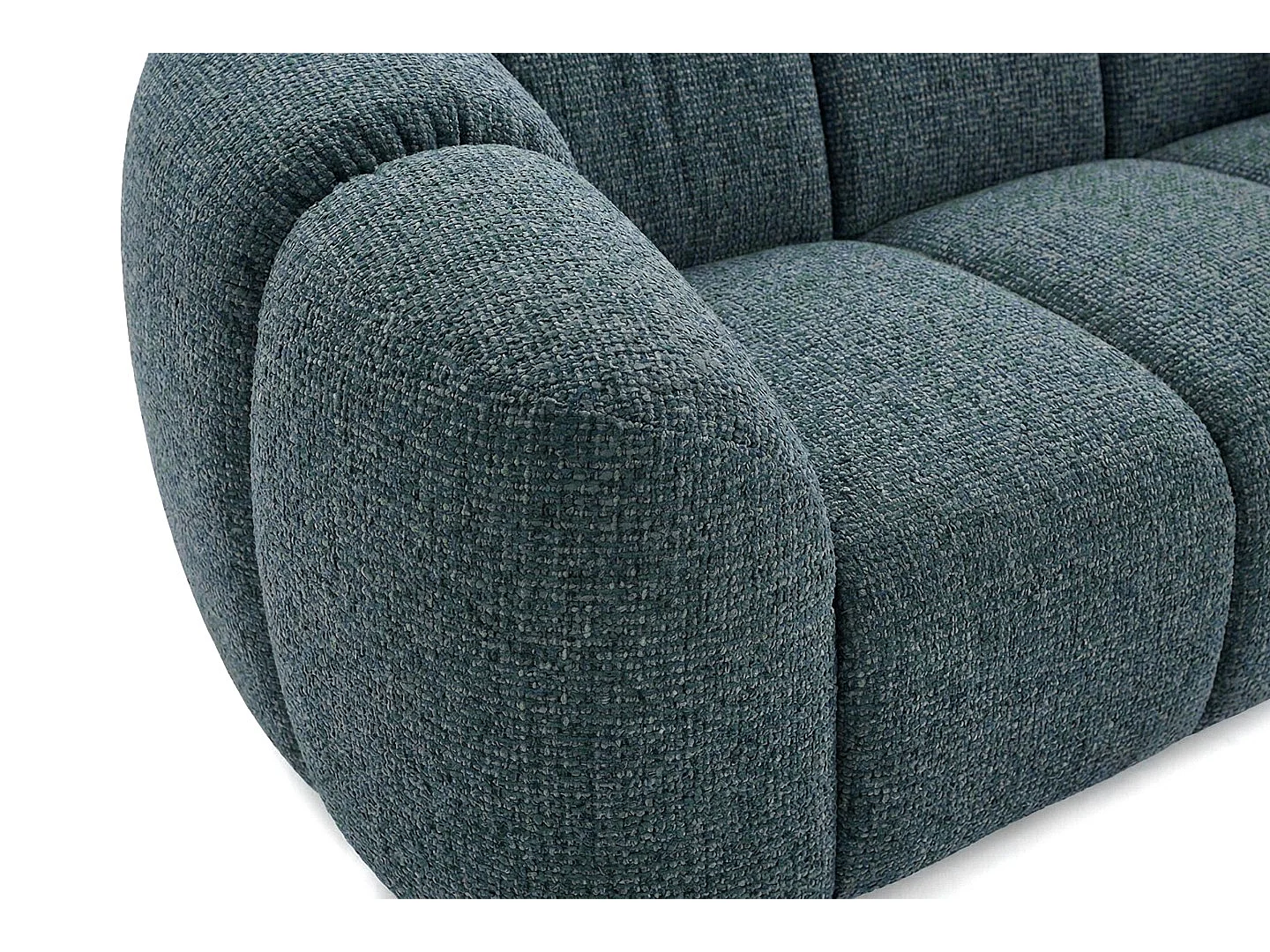 Canapé 2 places capitonné en tissu bouclé bleu canard 200 cm - MALI 2S