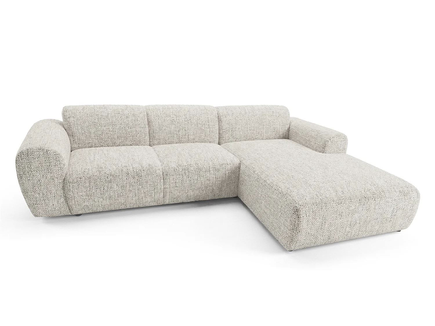 Canapé d'angle droit en tissu bouclé beige 310 cm - GIN
