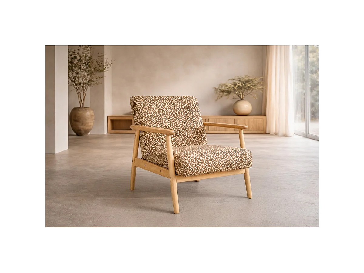 Fauteuil Design Léopard "Runbert" 80cm Marron