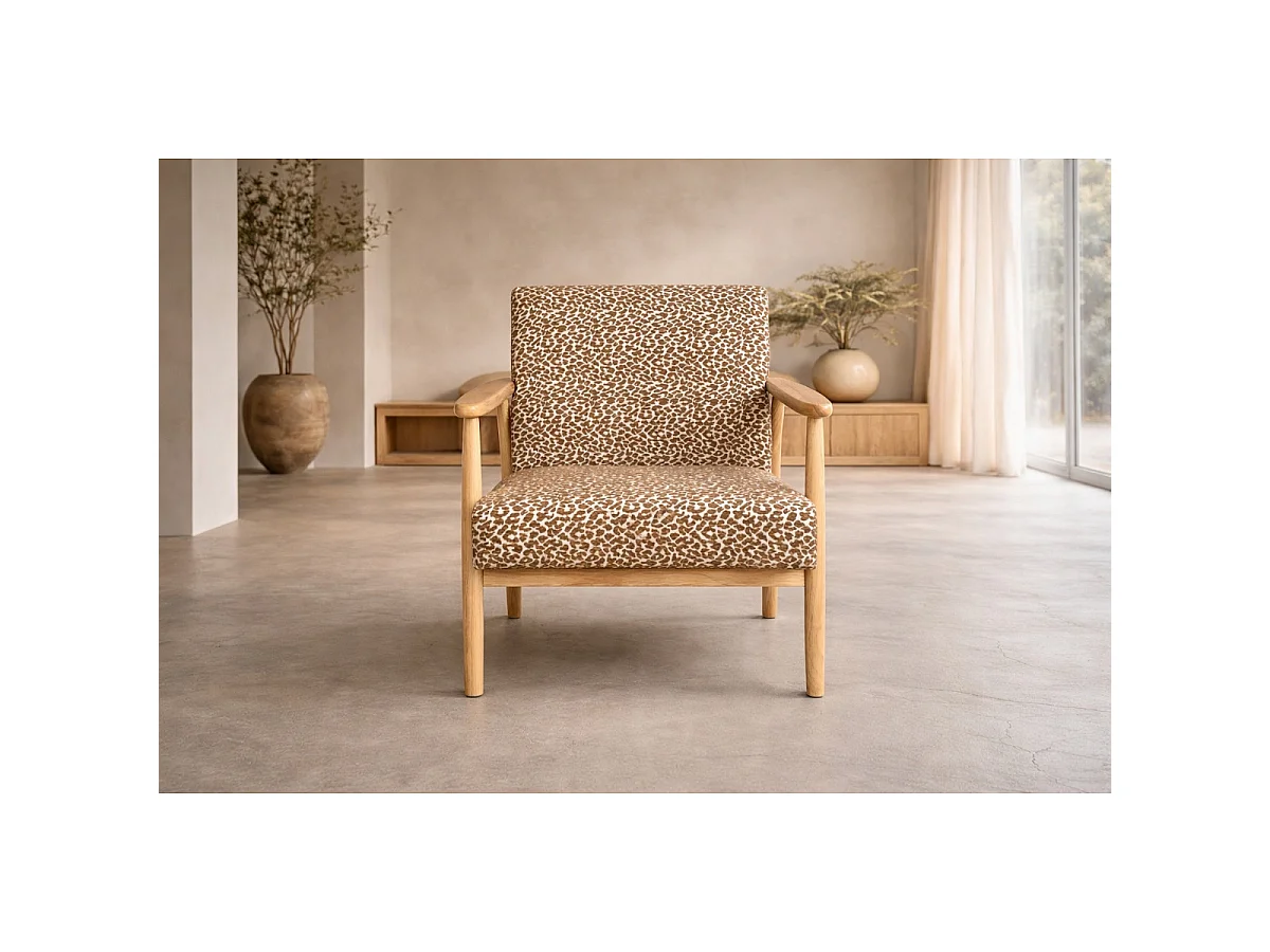 Fauteuil Design Léopard "Runbert" 80cm Marron
