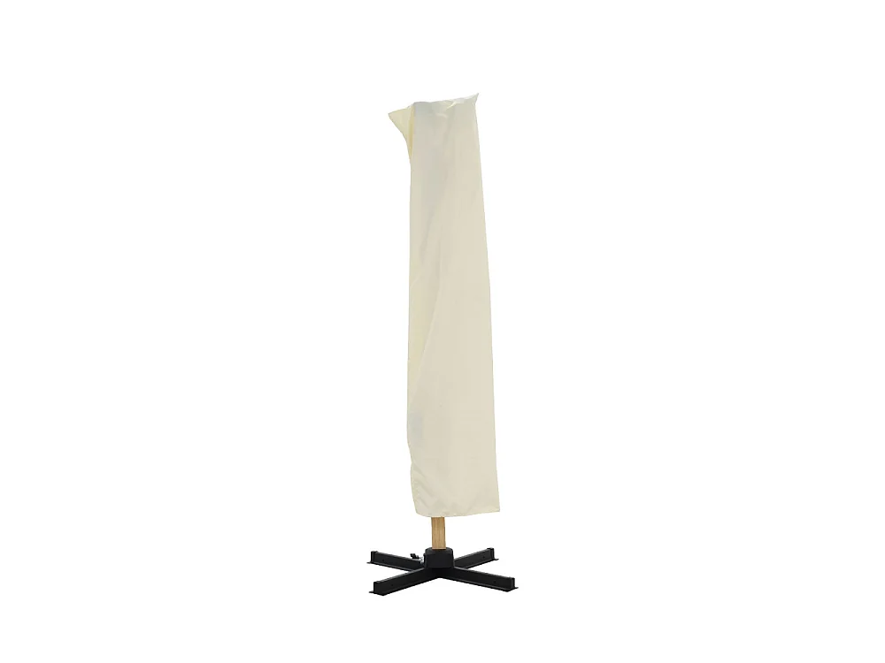 Veya - Parasol carré déporté en aluminium et effet bois 3x3m - Beige