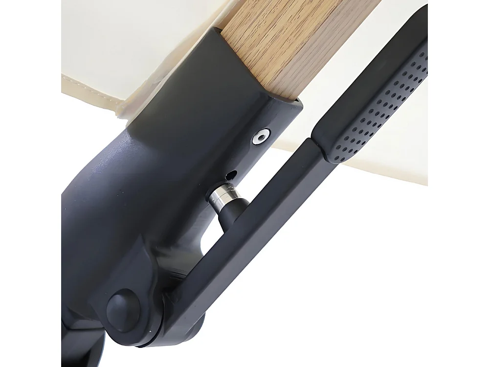Veya - Parasol carré déporté en aluminium et effet bois 3x3m - Beige