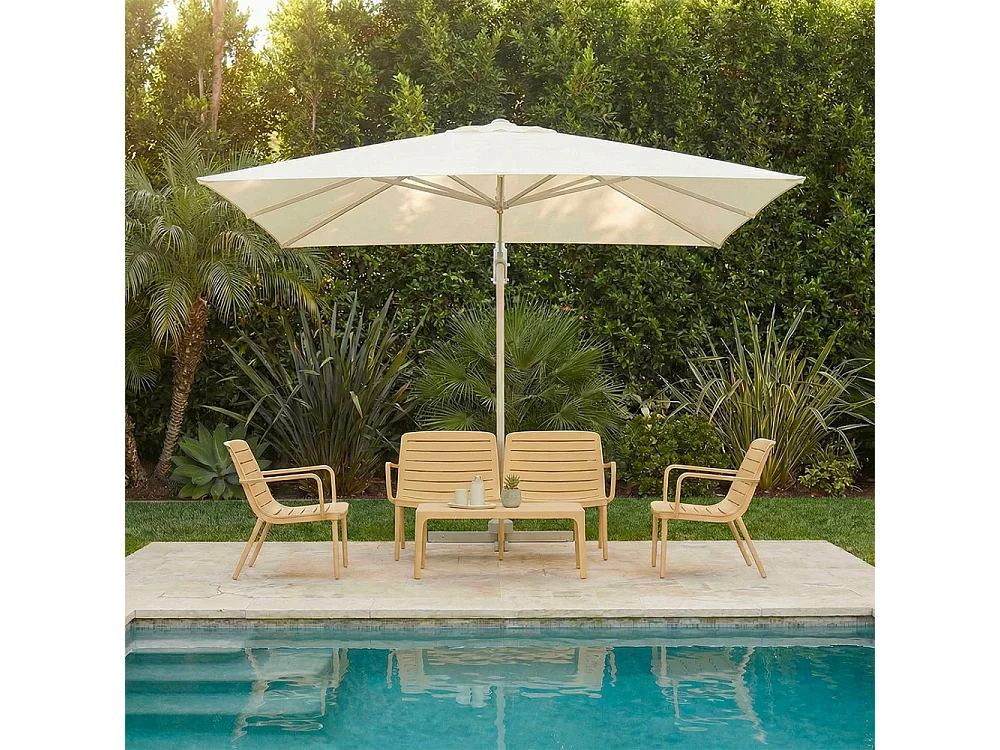 Veya - Parasol carré déporté en aluminium 3x3m - Beige