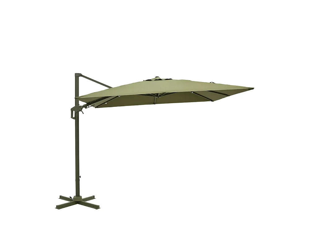 Veya - Parasol carré déporté en aluminium 3x3m - Vert olive