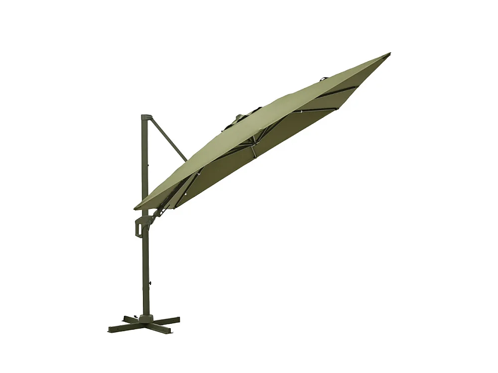 Veya - Parasol carré déporté en aluminium 3x3m - Vert olive
