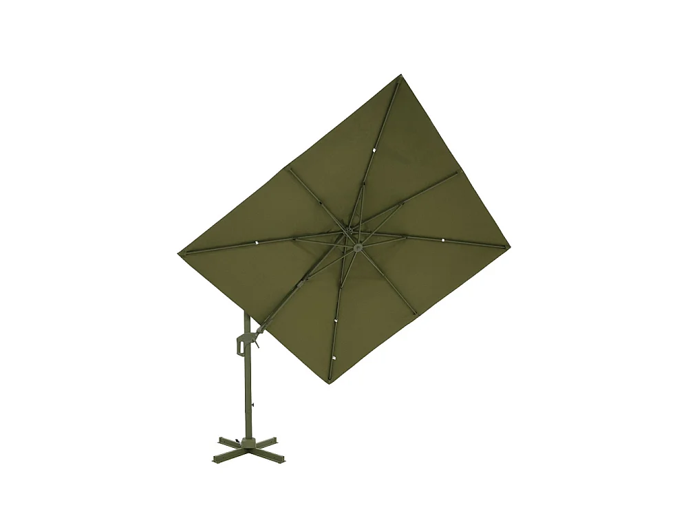 Veya - Parasol carré déporté en aluminium 3x3m - Vert olive