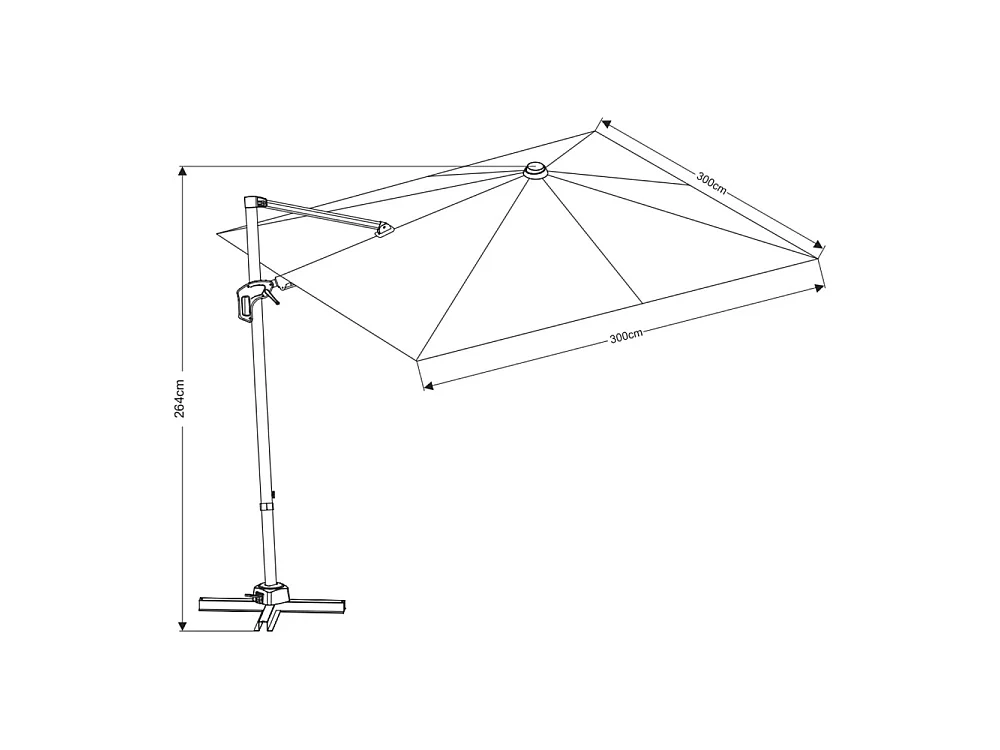 Veya - Parasol carré déporté en aluminium 3x3m - Vert olive