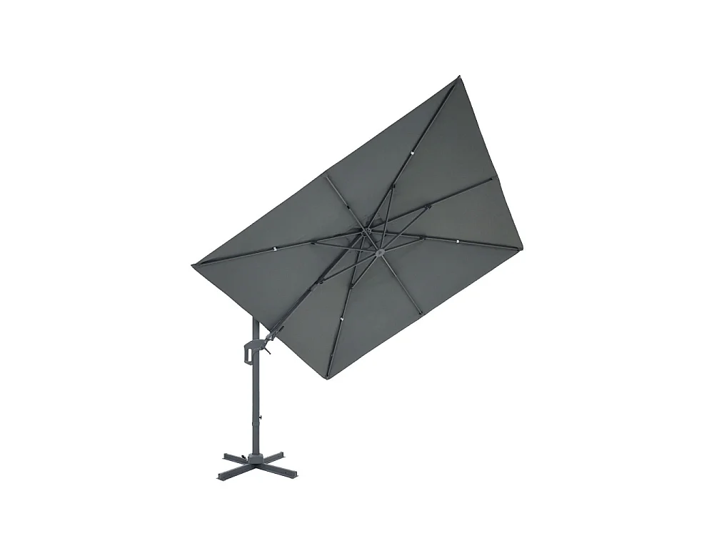 Veya - Parasol carré déporté en aluminium 3x3cm - Gris foncé