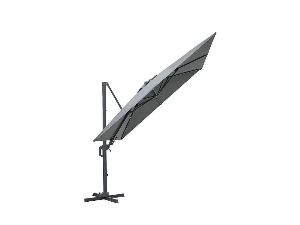 Veya - Parasol carré déporté en aluminium 3x3cm - Gris foncé