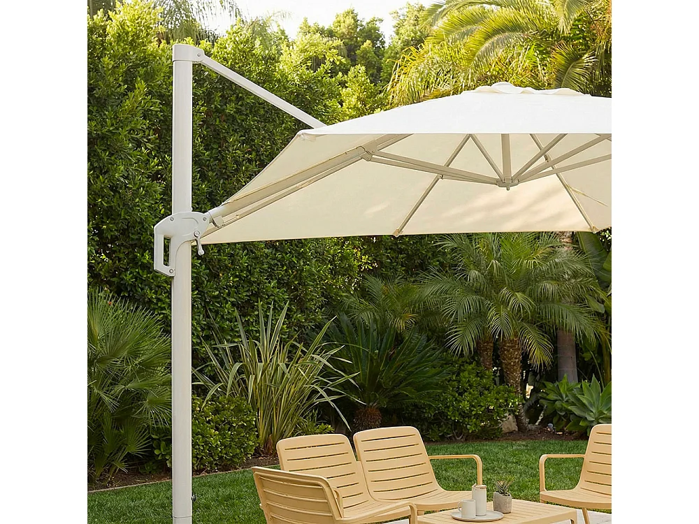 Veya - Parasol rectangulaire déporté en aluminium 3x4m - Beige