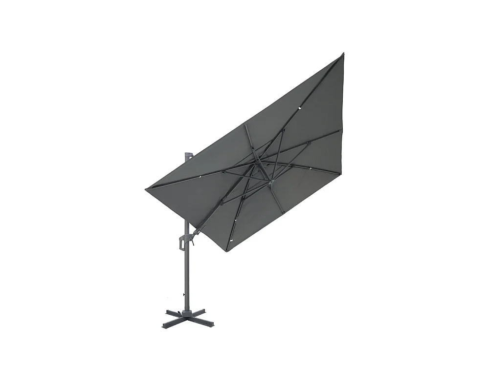 Veya - Parasol rectangulaire déporté en aluminium 3x4m - Gris foncé