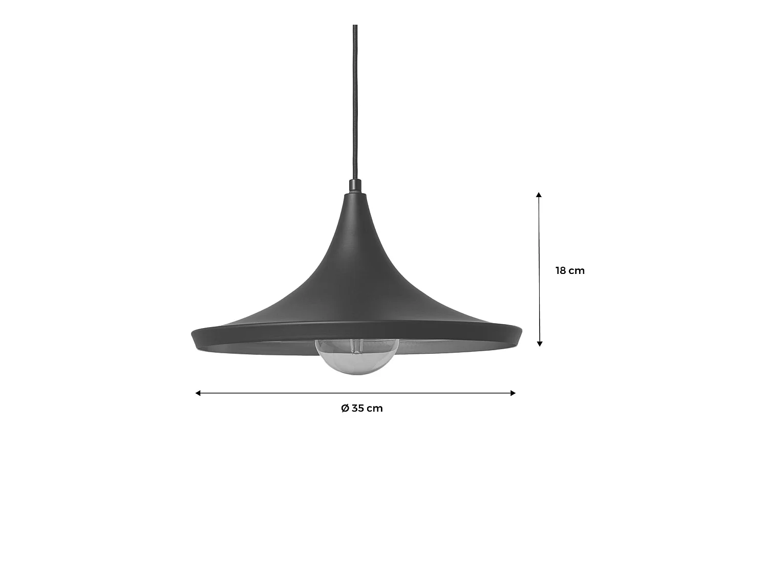 Lámpara colgante de techo, 35cm negro y dorado