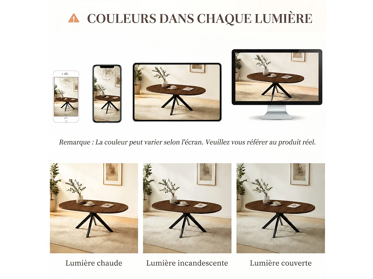 Table extensible pliable 6 places – Noyer foncé | Pieds métalliques, glissière fluide, plateau 110-150 cm