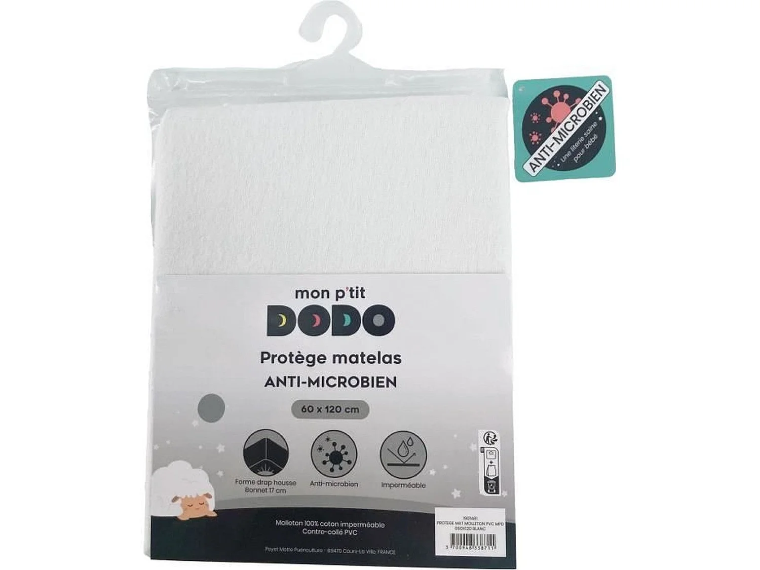 Protège-matelas alese 1901482 - Molleton pvc antimicrobien - 70 x 140 cm