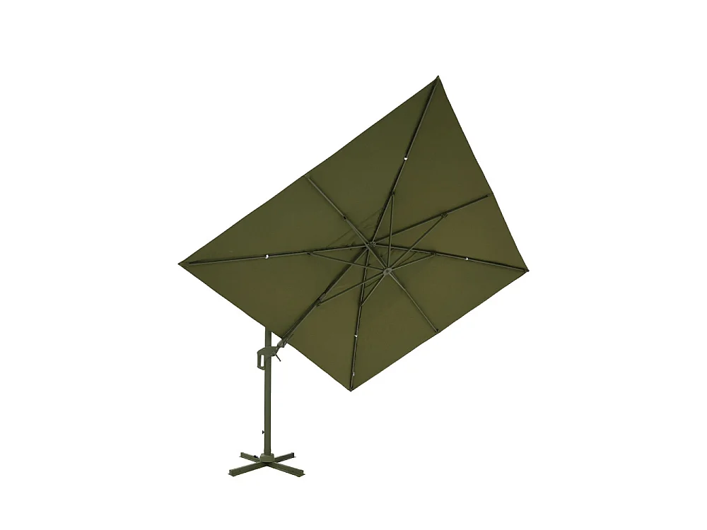 Veya - Parasol rectangulaire déporté en aluminium 3x4m - Vert olive