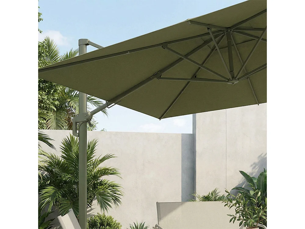 Veya - Parasol rectangulaire déporté en aluminium 3x4m - Vert olive