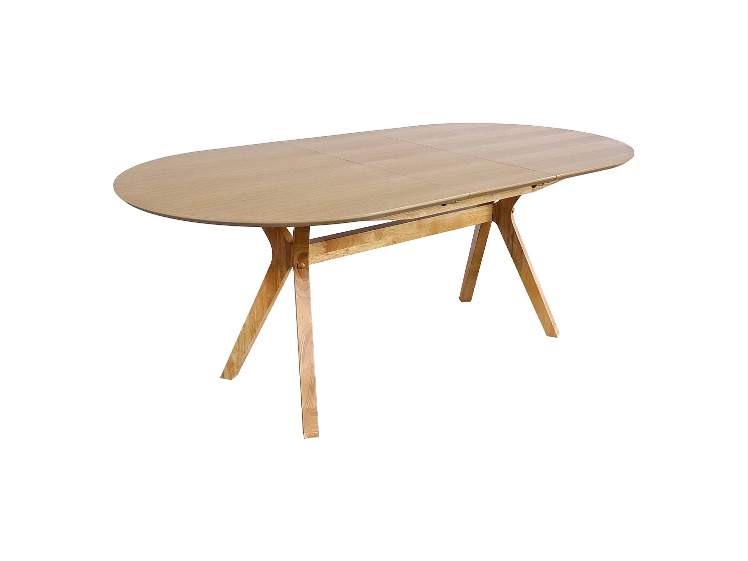 Table à manger oblongue extensible. 160-200cm 4-8 personnes MDF et placage chêne. couleur naturelle