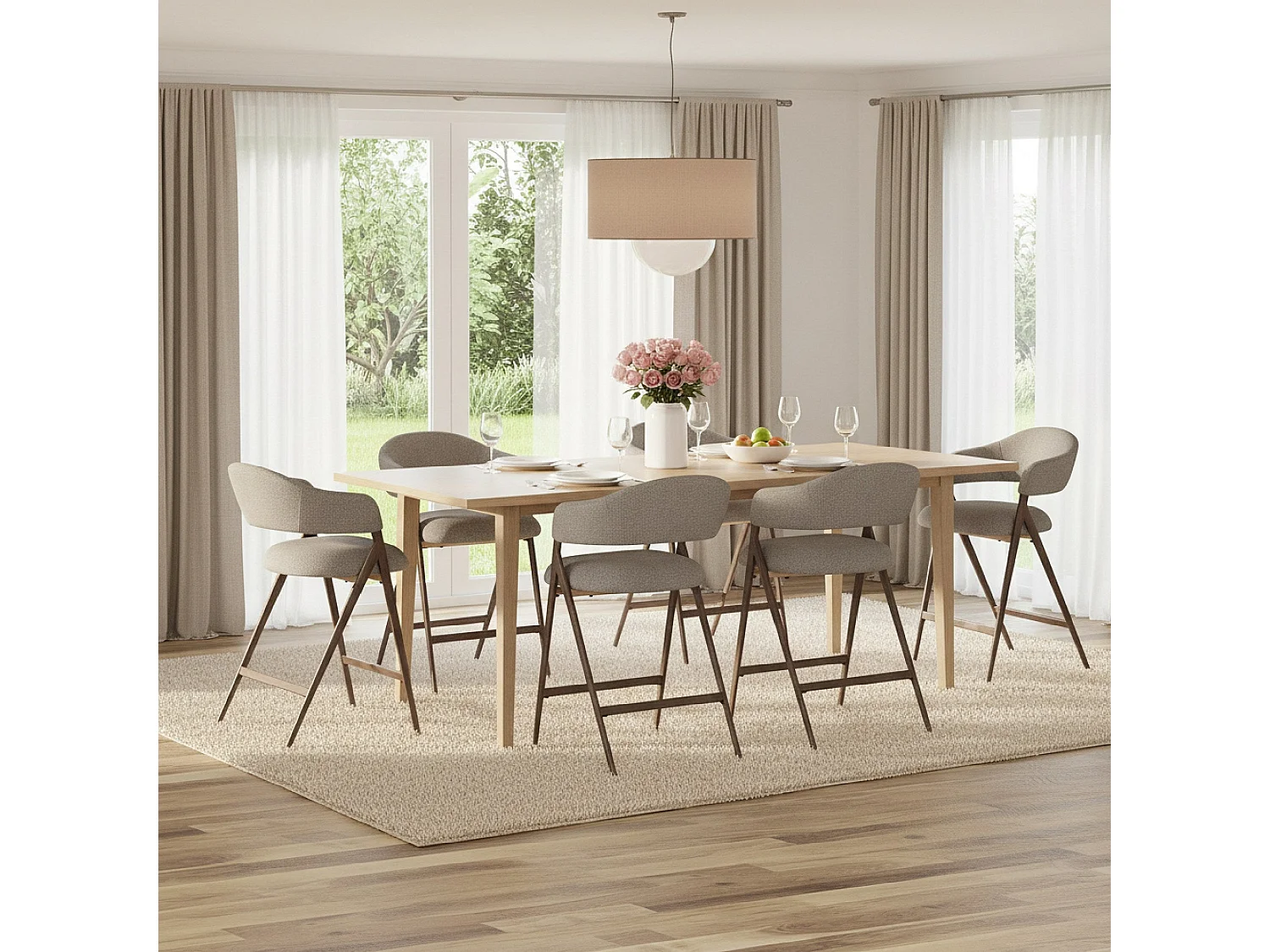 Lot de 2 tabourets de bar en tissu, respirants et robustes, pieds métalliques aspect bois, marron