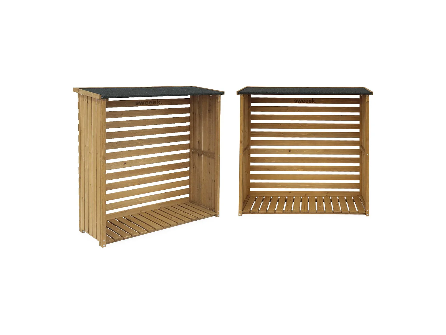 Cobertizo para troncos de madera de abeto, set de 2 natural