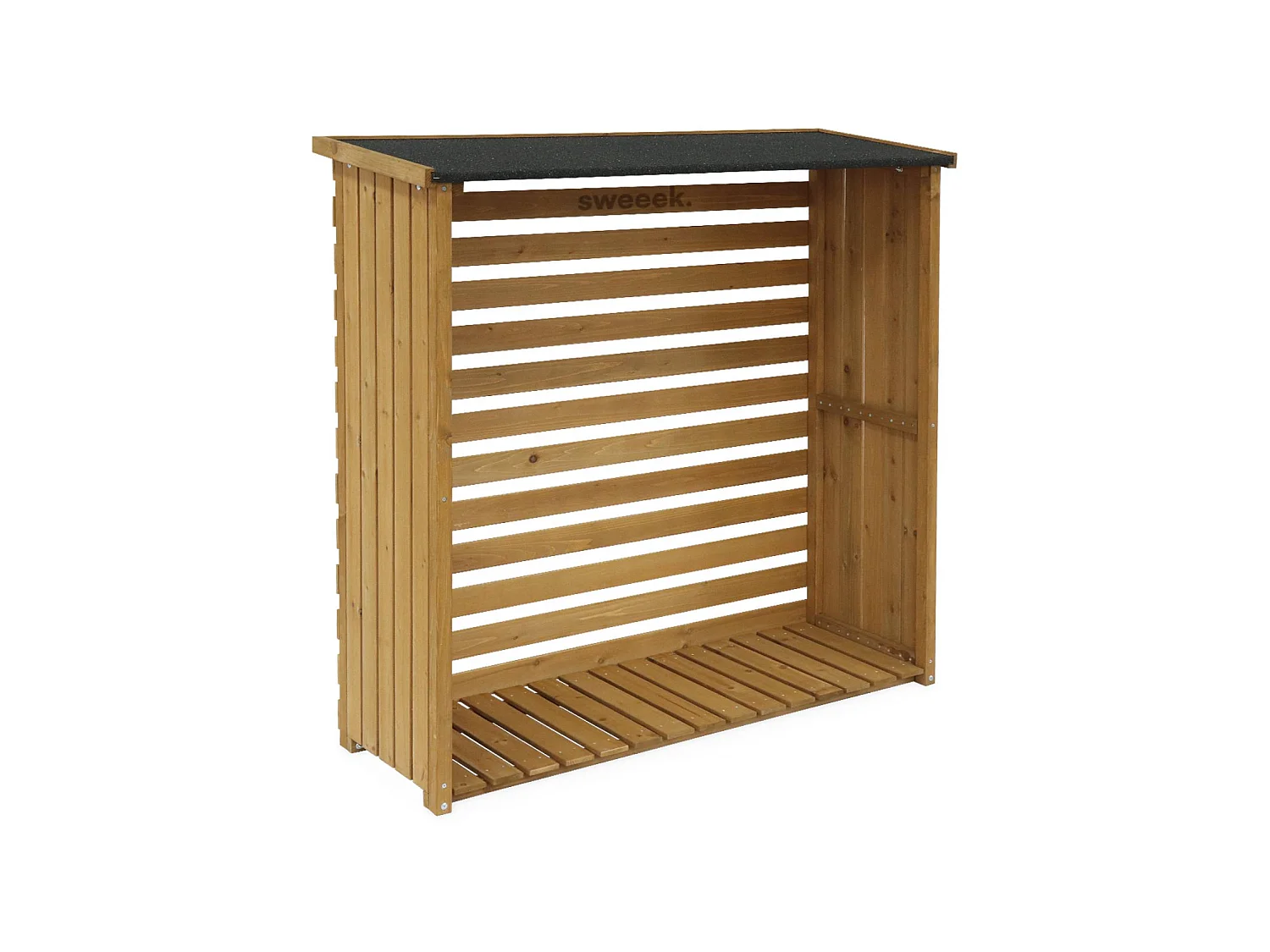 Cobertizo para troncos de madera de abeto, set de 2 natural