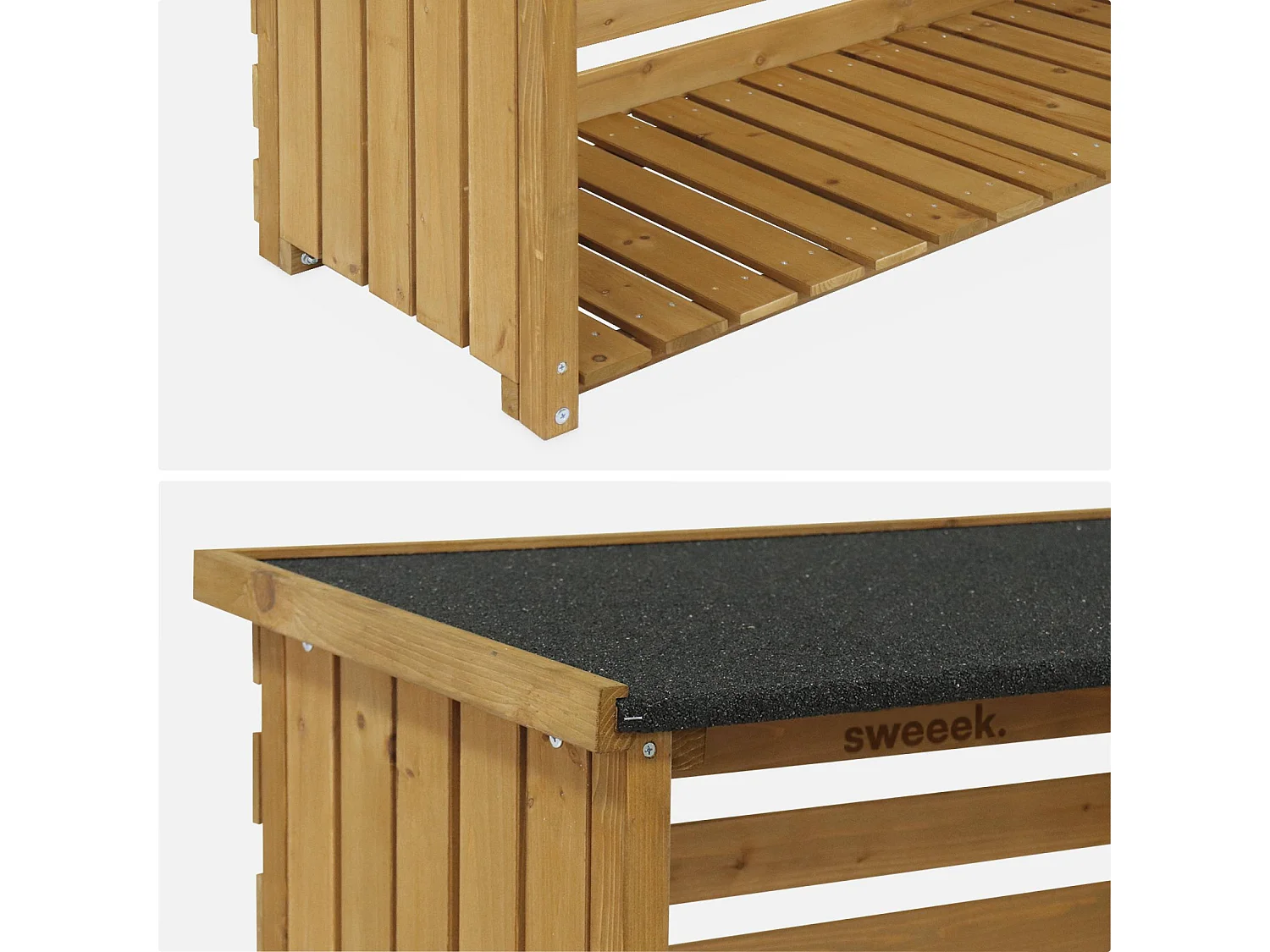 Cobertizo para troncos de madera de abeto, set de 2 natural