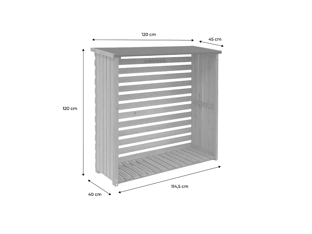 Cobertizo para troncos de madera de abeto, set de 2 natural
