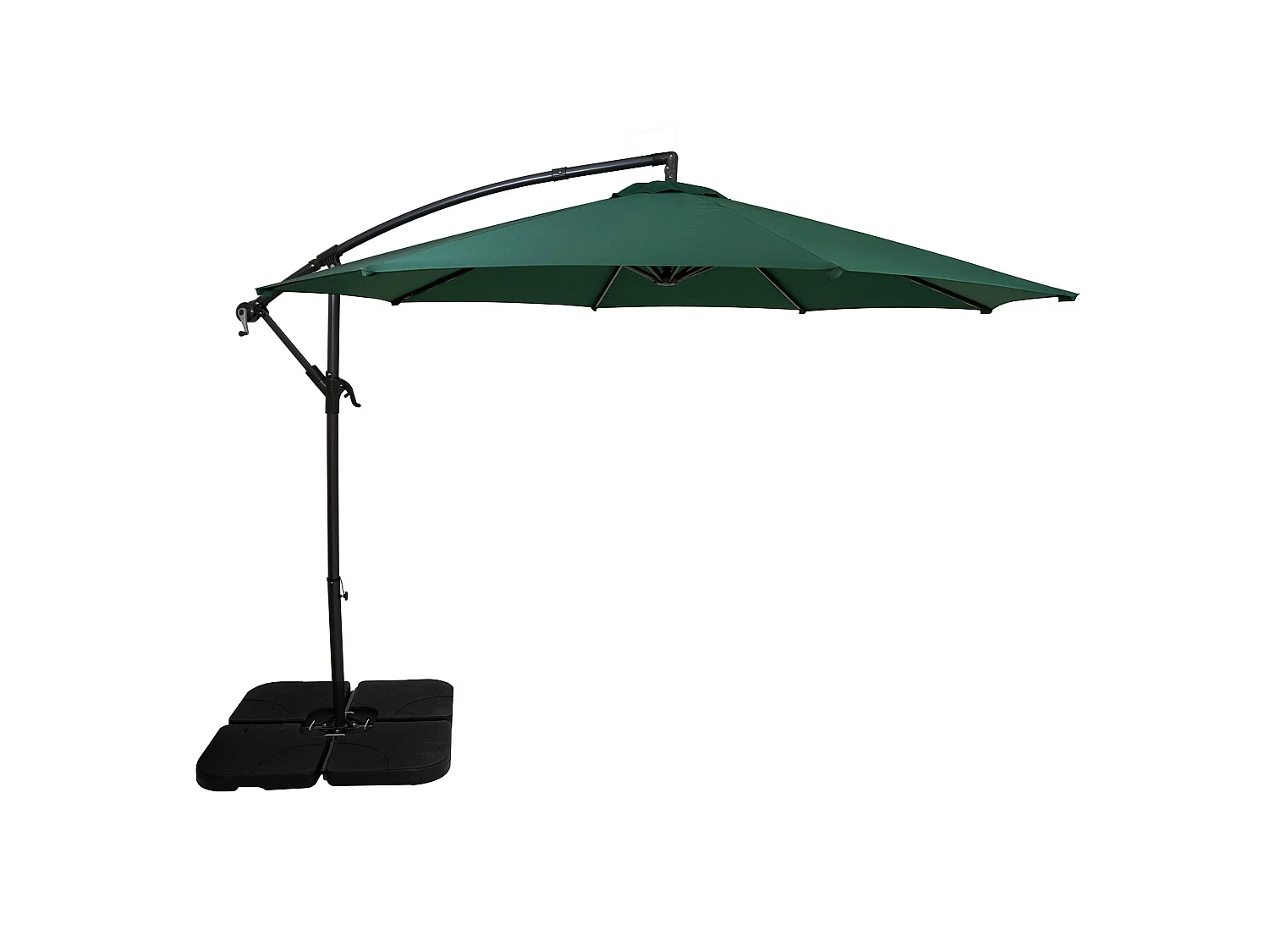 Parasol Banane à Mât Déporté Vert 3 m & Pied Carré Jardin Terrasse Extérieur