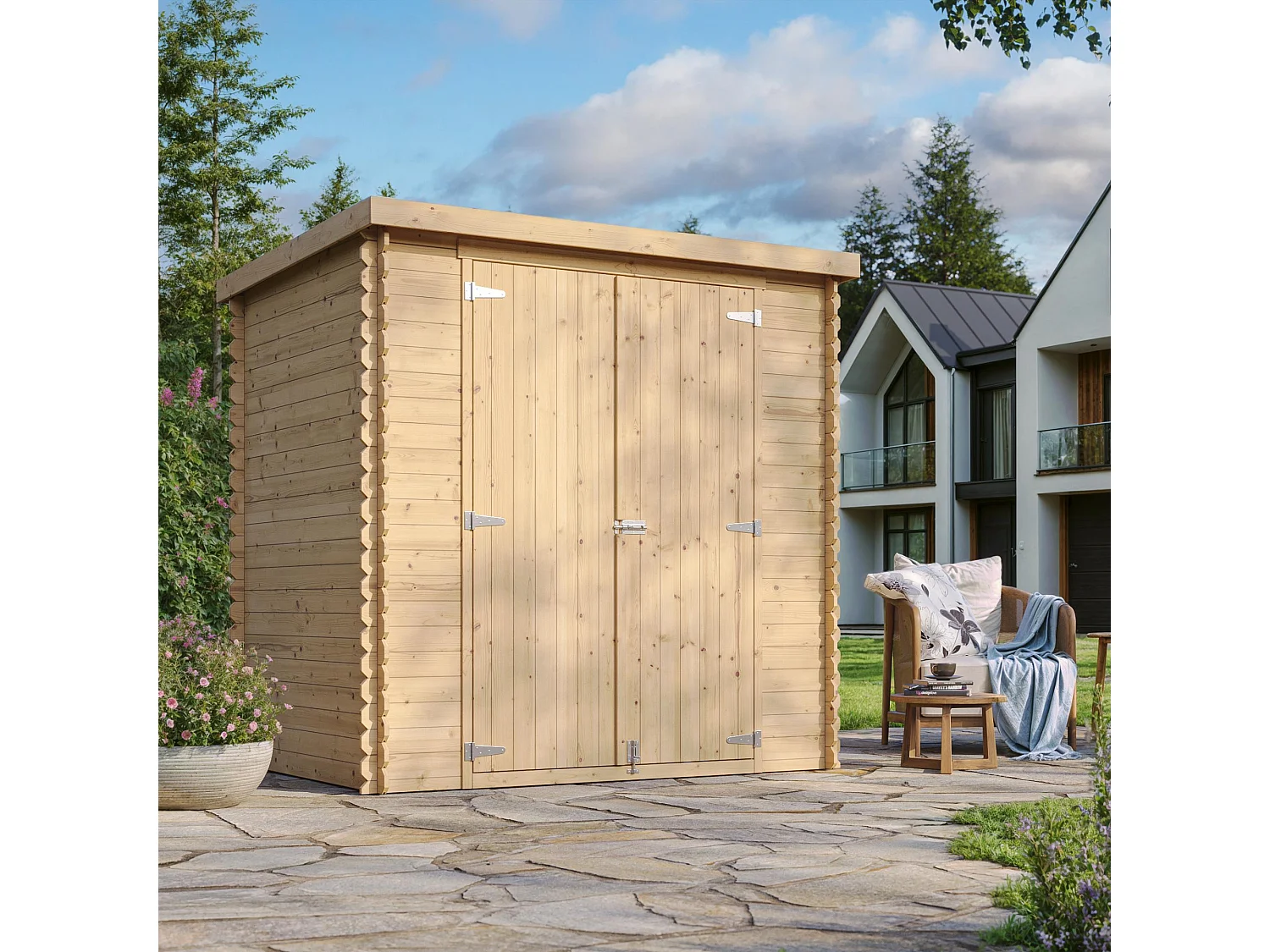 Holz-Gartenhaus mit imprägniertem boden - 142x204xH206 cm / 2.22 m² - M311C1+M311G