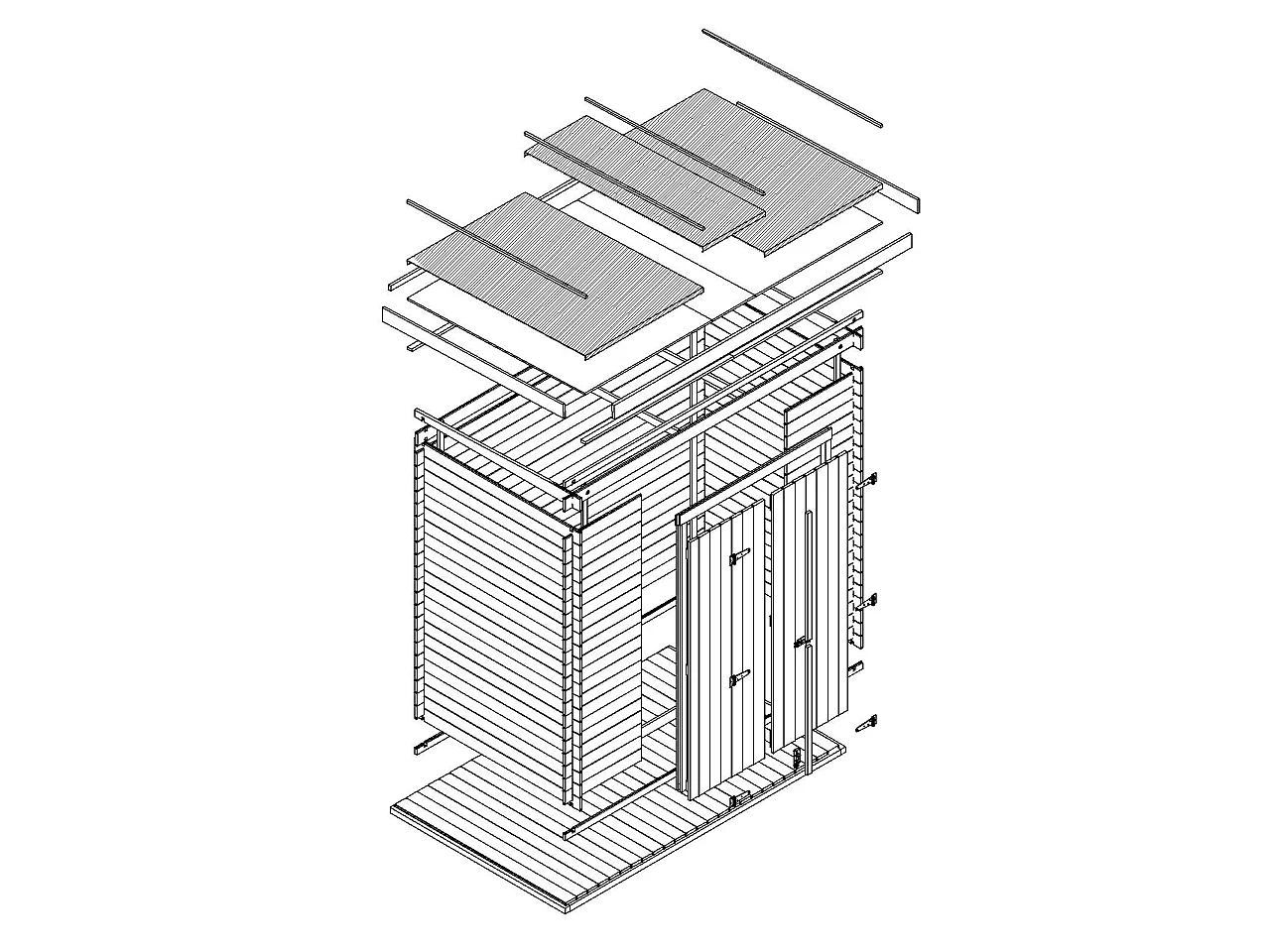 Holz-Gartenhaus mit imprägniertem boden - 142x204xH206 cm / 2.22 m² - M311C1+M311G