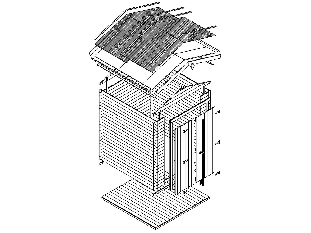 Abri de Jardin en Bois avec sol traité - 186x196xH224 cm / 2.82 m² - M320C1+M320G