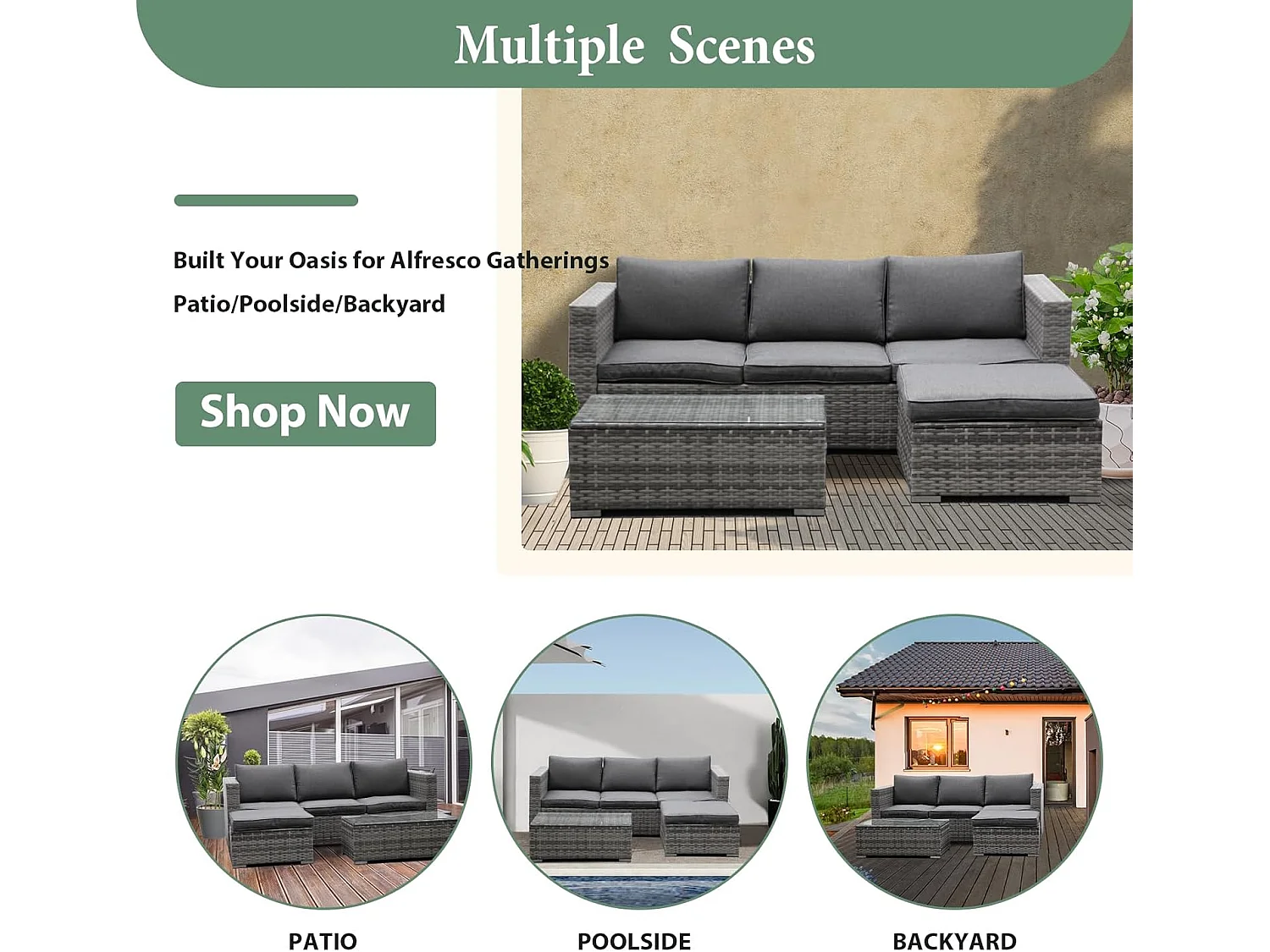 3-Piece Rattan Garden Corner Sofa Set with Coffee Table & Washable Cushions