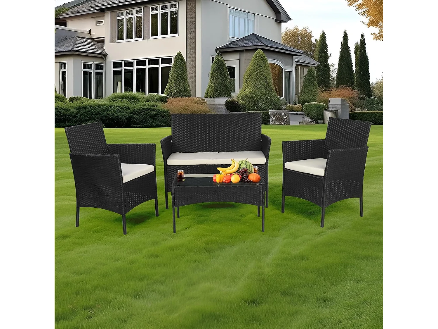 4 Seater Outdoor Garden Rattan Furniture Set