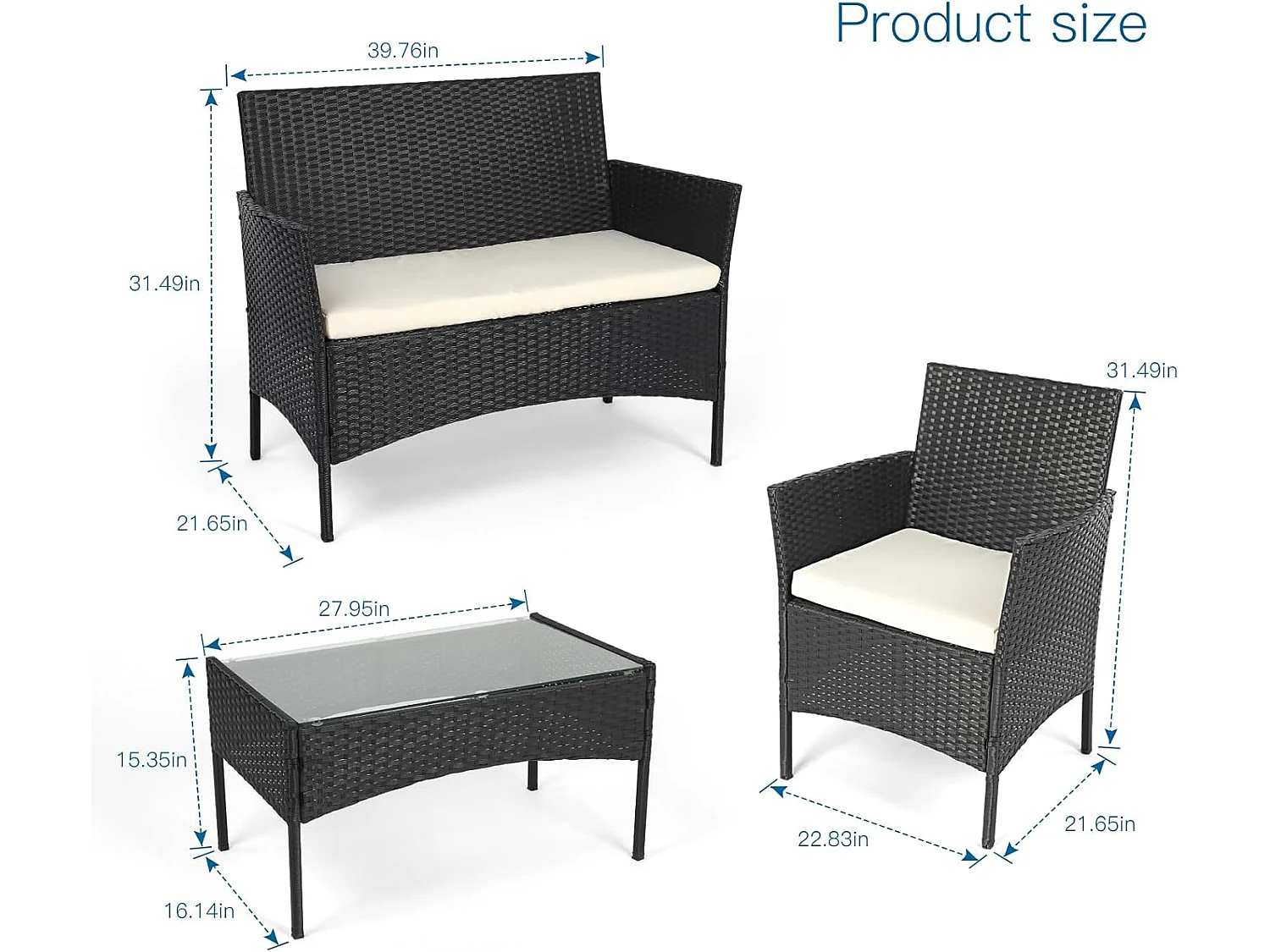 4 Seater Outdoor Garden Rattan Furniture Set