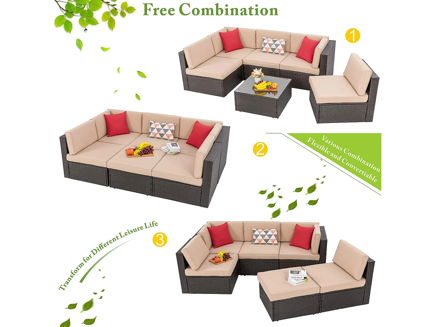 6PCS Outdoor Garden Patio Rattan Furniture Set