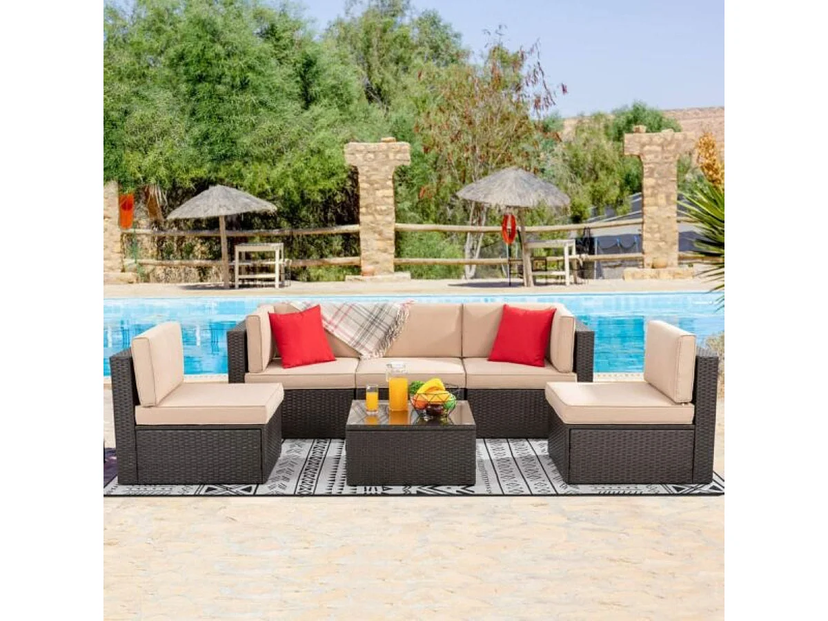 6PCS Outdoor Garden Patio Rattan Furniture Set