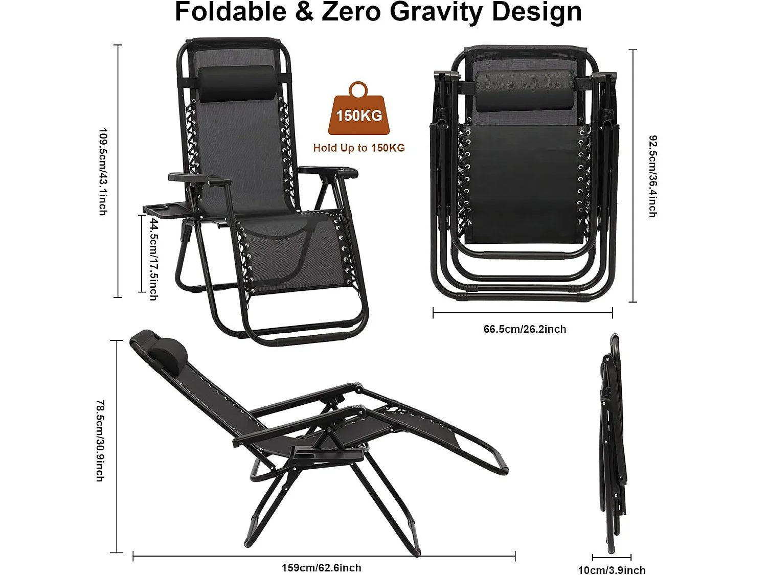 2-Pack Zero Gravity Lounge Chairs