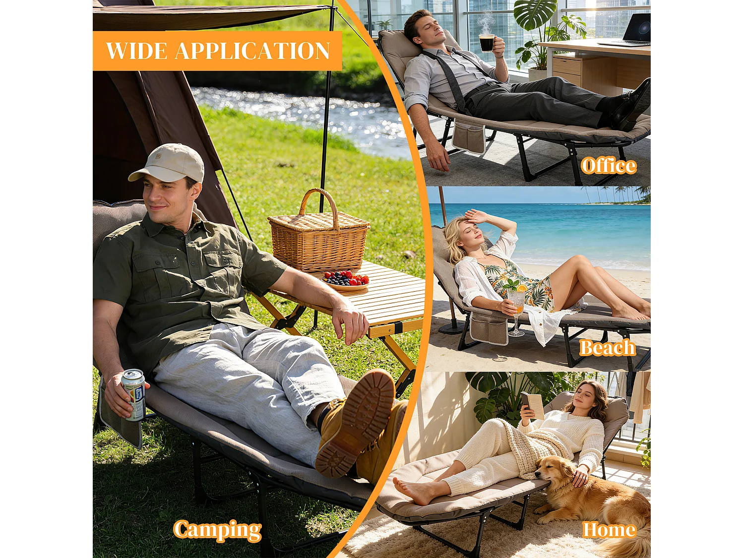Foldable Camping Bed with Adjustable Head Rest
